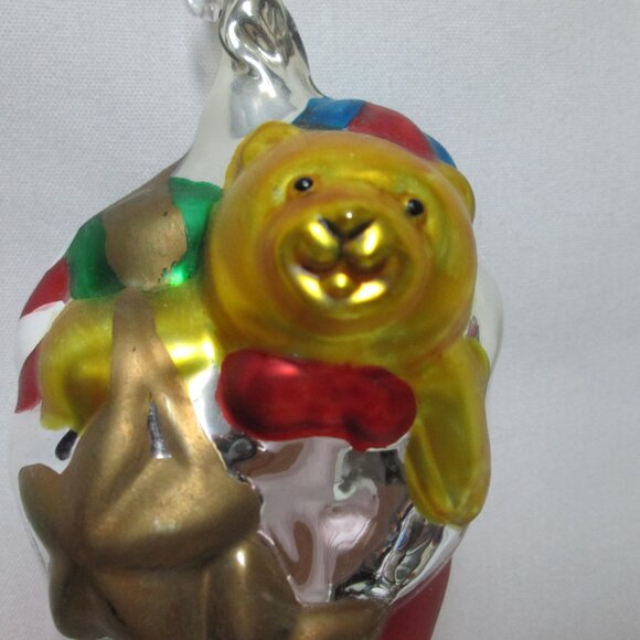 Department 56 Vintage mercury blown glass Teddy Bear in Stocking large Ornament - Picture 5 of 8